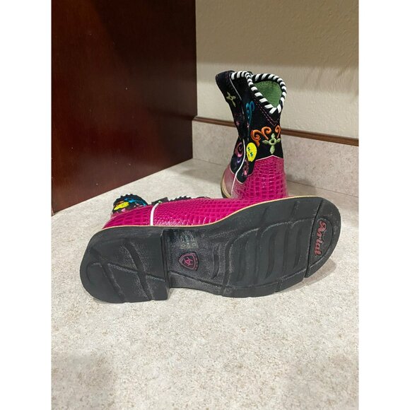 Ariat Showbaby Fiesta Sugar Scull Western Boots Pink Croc Print Leather 6.5 - Picture 5 of 6